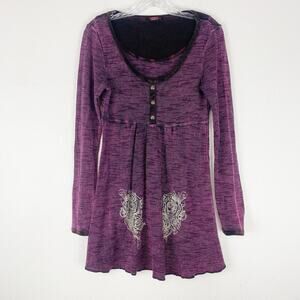 T-Party Shirt Womens Medium Tunic Rhinestone Embellished‎ Top McBling y2k